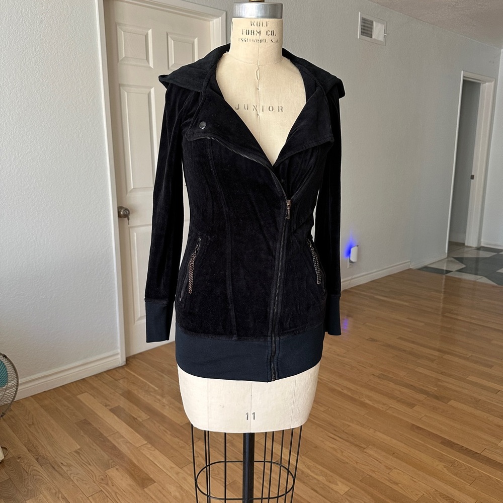 Juicy Couture Black Utility Jacket Asymmetrical Zip